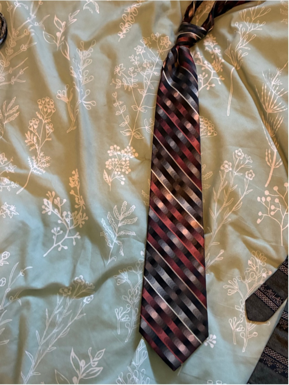 Men's Arrow Silk Tie One Size Black and Red Striped Pattern - Picture 5 of 5